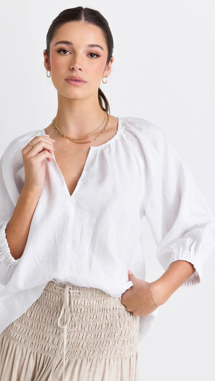 Re:Union Revolutionary White Linen Relaxed Top