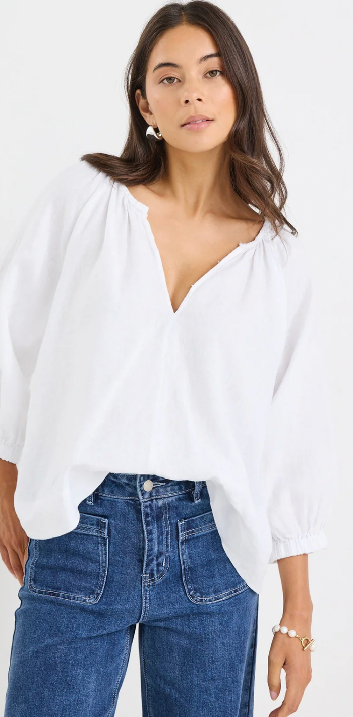 Re:Union Revolutionary White Linen Relaxed Top