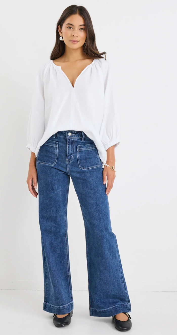 Re:Union Revolutionary White Linen Relaxed Top