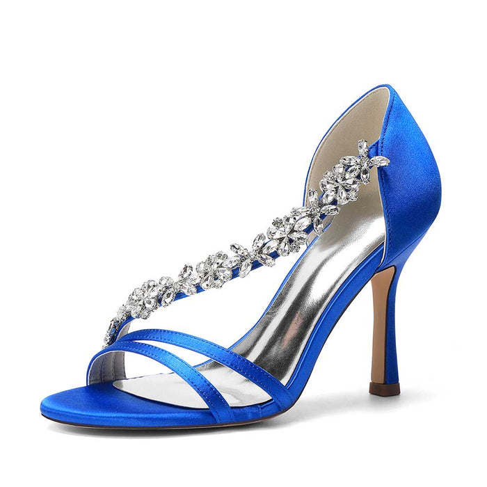 Rhinestone High Heel Sandals | Bridal Wedding Shoes | Open Toe Elegant Dress Footwear