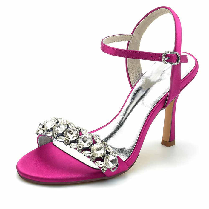 S&DCo. Pink Rhinestone High Heel Sandals for Women with Elegant Strap Design