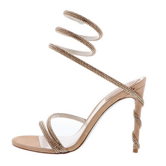 Rhinestone Wrap Heels – Elegant Stiletto Sandals
