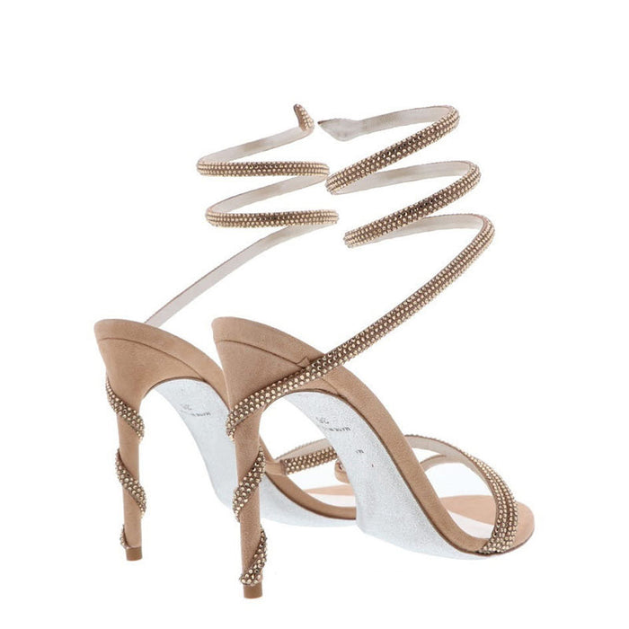 Rhinestone Wrap Heels – Elegant Stiletto Sandals