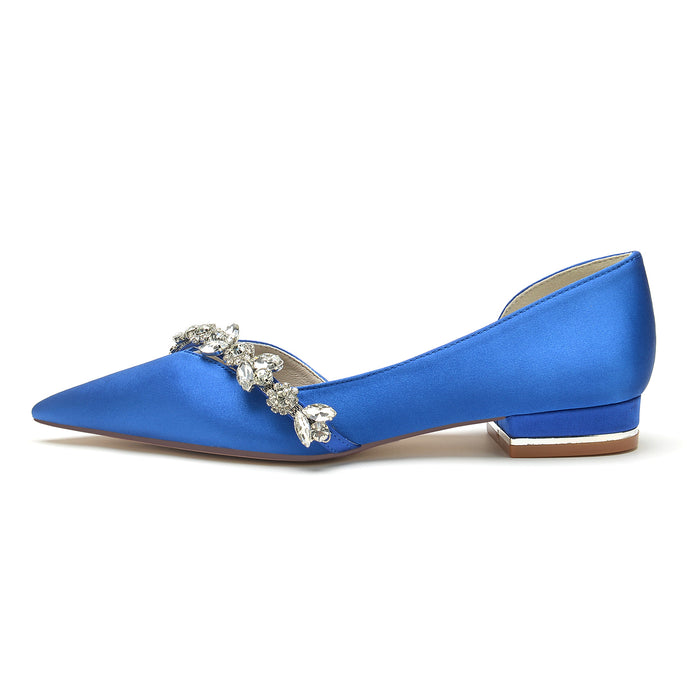 Rhinestones Flat Prom Shoes Slip-On Satin Dress Shoeses
