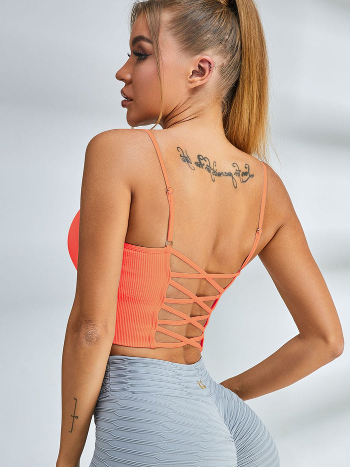 Ribbed Cross Back Sports Bras