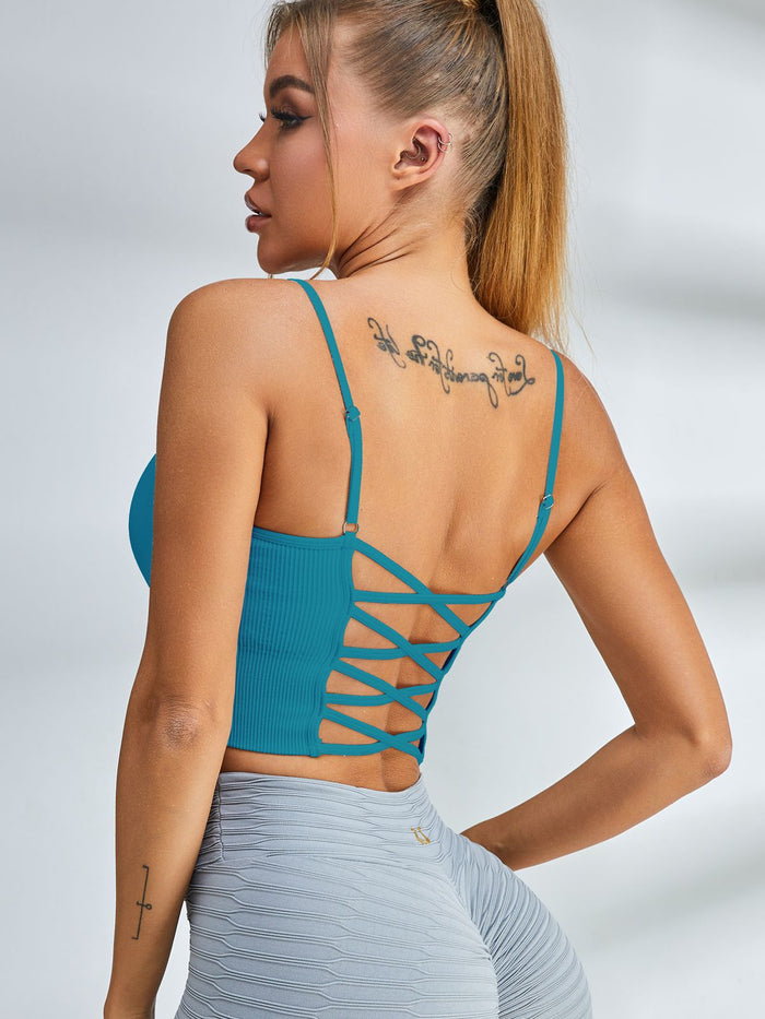 Ribbed Cross Back Sports Bras