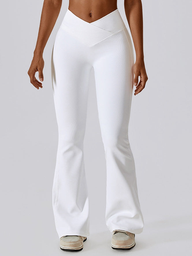 Ribbed V-shape Waist Flare Pants