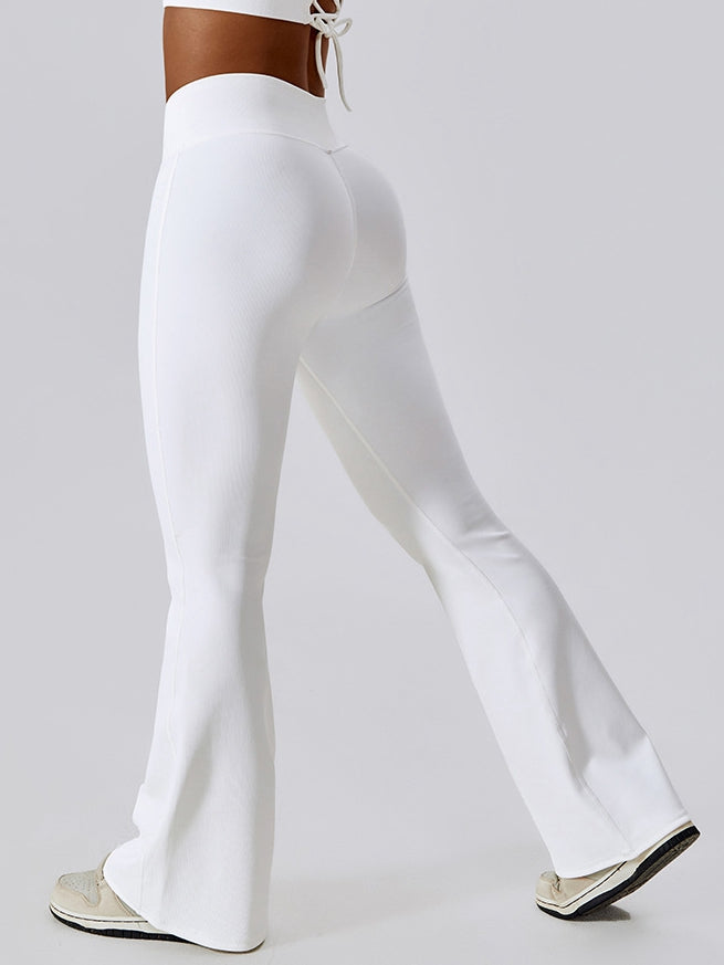 Ribbed V-shape Waist Flare Pants