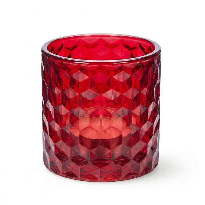 Richland Red Chunky Honeycomb Glass Votive & Tealight Holder Set of 12