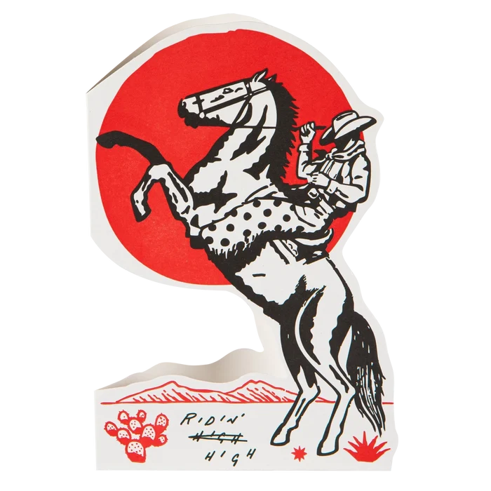 Ridin' High Cowboy Cut-Out Greeting Card
