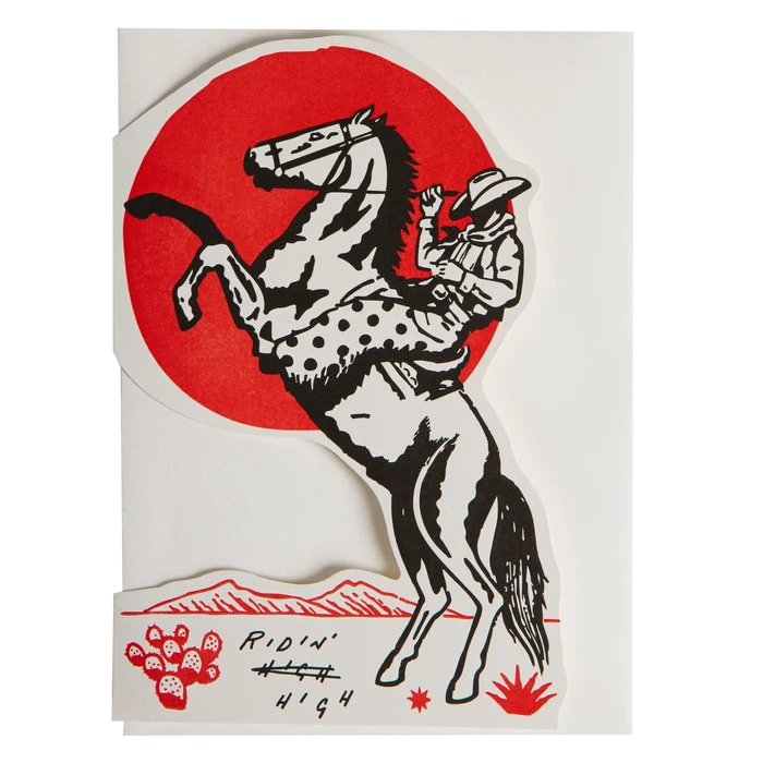 Ridin' High Cowboy Cut-Out Greeting Card