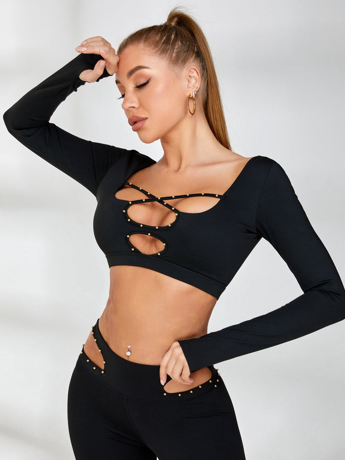 Rivet Cutout Leggings