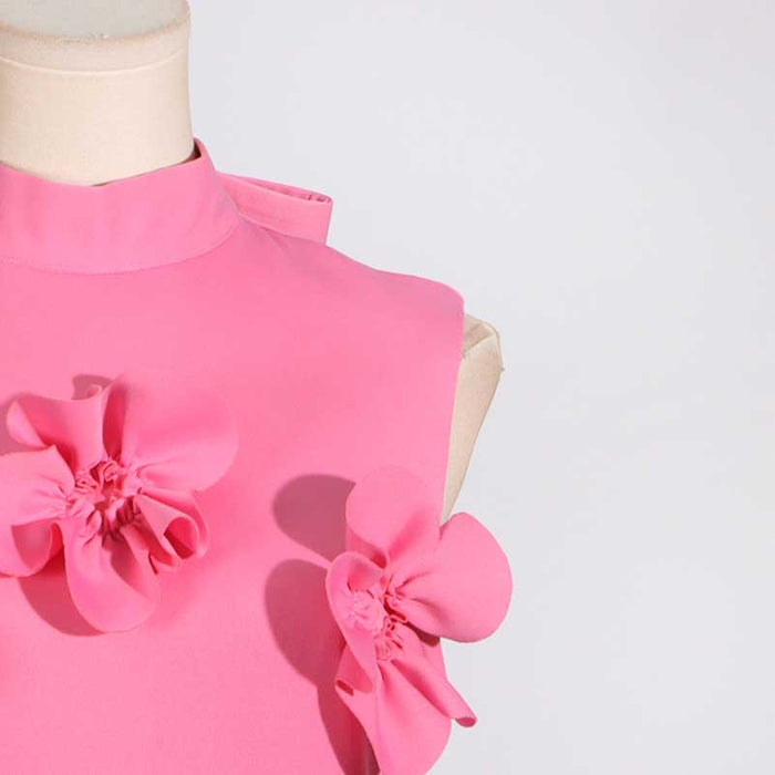 Rose Flower Maxi Dress Sleeveless Quince Gown