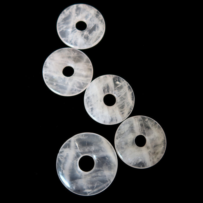 Rose Quartz Gemstone Donut Set of 5 Pink Stand Pendant