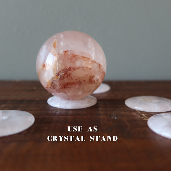 Rose Quartz Gemstone Donut Set of 5 Pink Stand Pendant