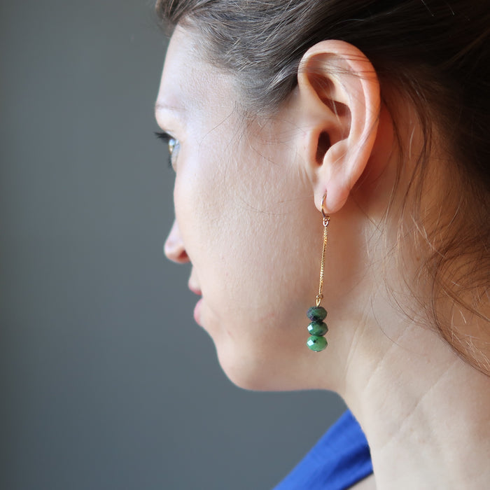 Ruby Zoisite Earrings Glorious Gems 14-Karat Gold