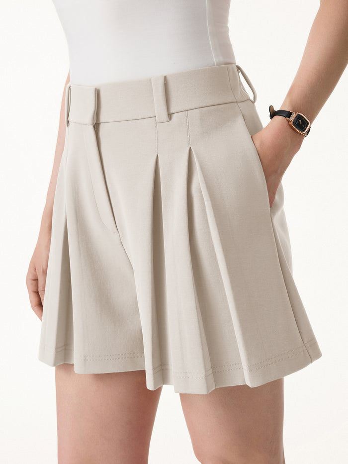 OGLmove Sandwashed Modal High Rise A-Line Pleated Shorts Morning Mist XS