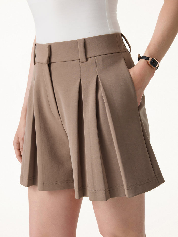 OGLmove Sandwashed Modal High Rise A-Line Pleated Shorts Tortilla XS
