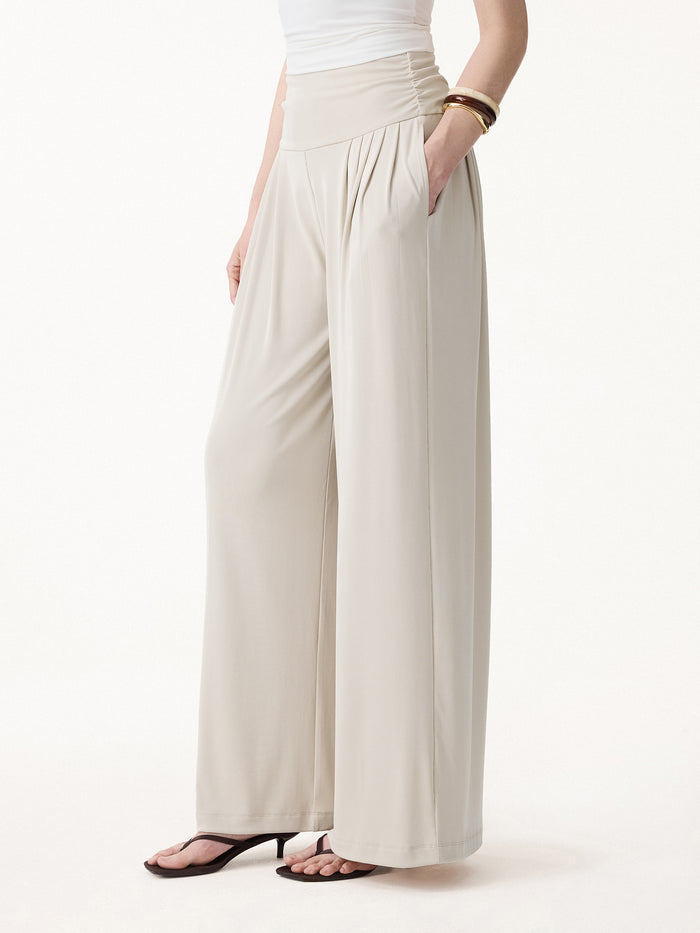 OGLmove Sandwashed Super Flowy Tucked Palazzo Pant with Pockets