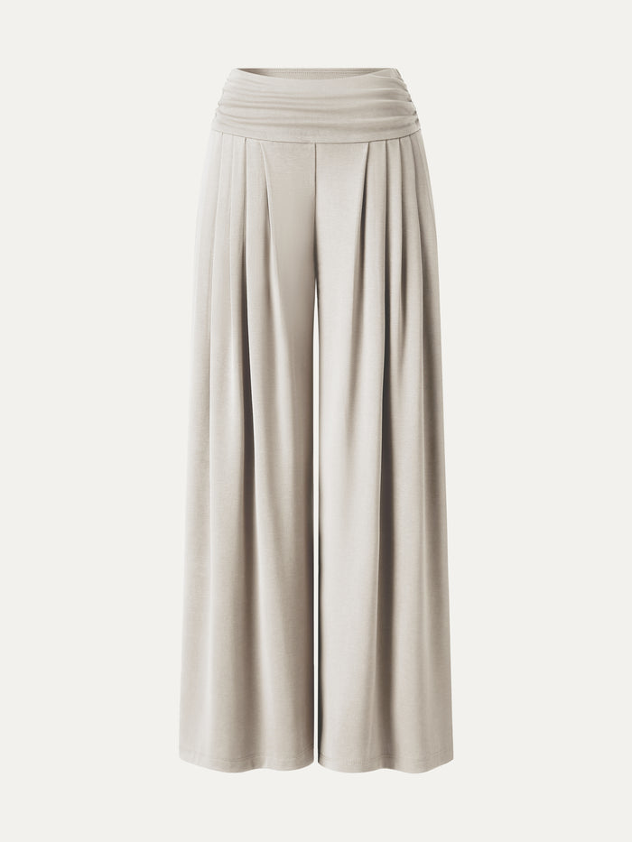 OGLmove Sandwashed Super Flowy Tucked Palazzo Pant with Pockets