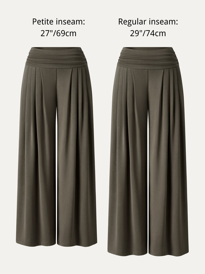 OGLmove Sandwashed Super Flowy Tucked Palazzo Pant with Pockets