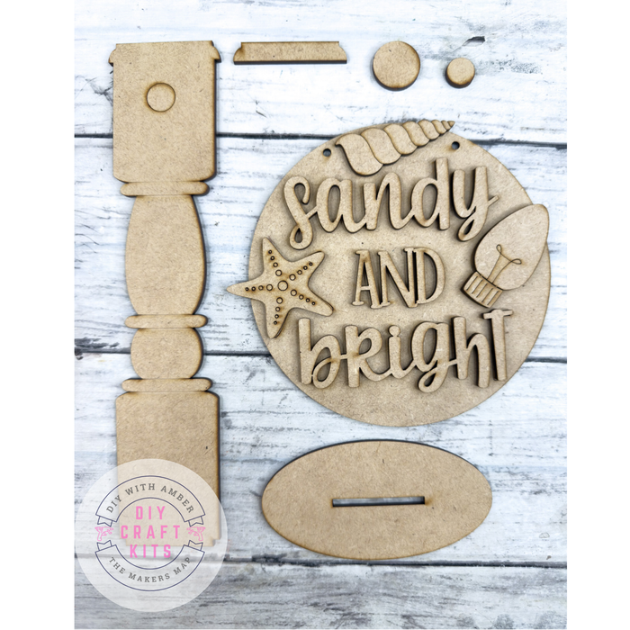 Sandy and Bright 5 in round Sign with Stand DIY Kit