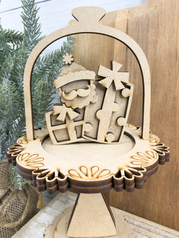 Santa and Gifts Cloche Cake Display Add on Insert Kit
