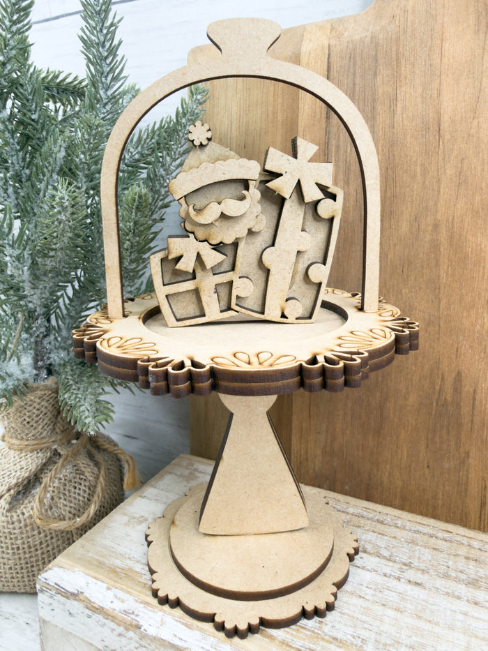 Santa and Gifts Cloche Cake Display Add on Insert Kit