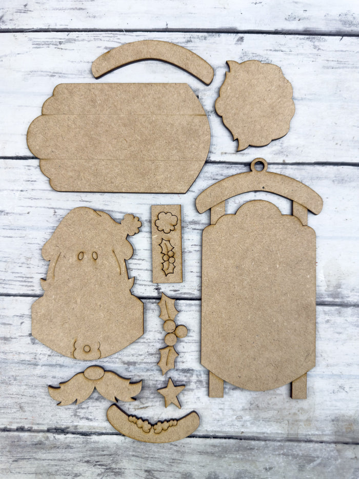 Santa Face Sled Ornament DIY Kit