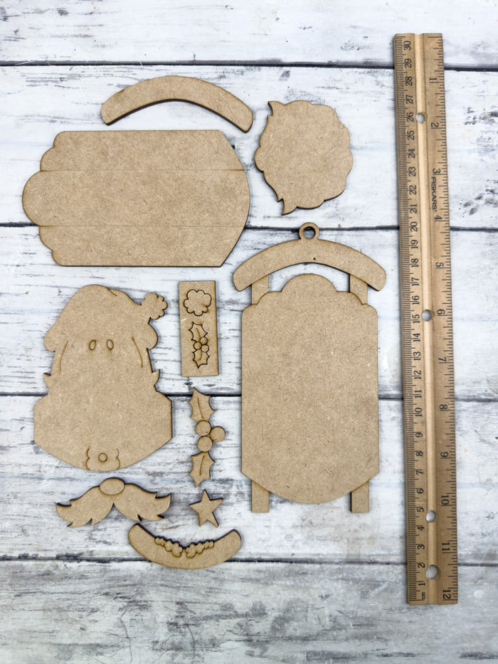 Santa Face Sled Ornament DIY Kit