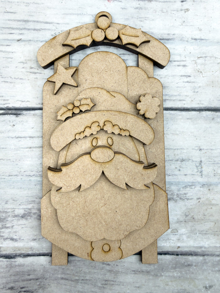 Santa Face Sled Ornament DIY Kit
