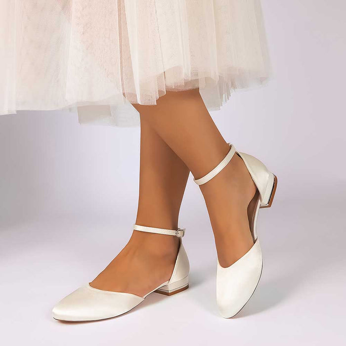 Satin Ankle Strap Wedding Flats – Elegant, Comfortable & Effortlessly Chic