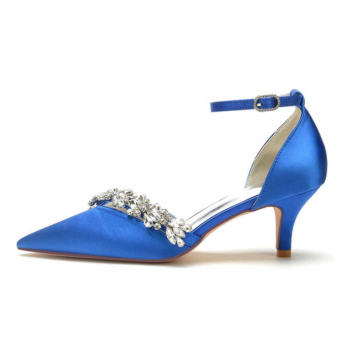 Satin Bridal Heels with Ankle Strap for Weddings