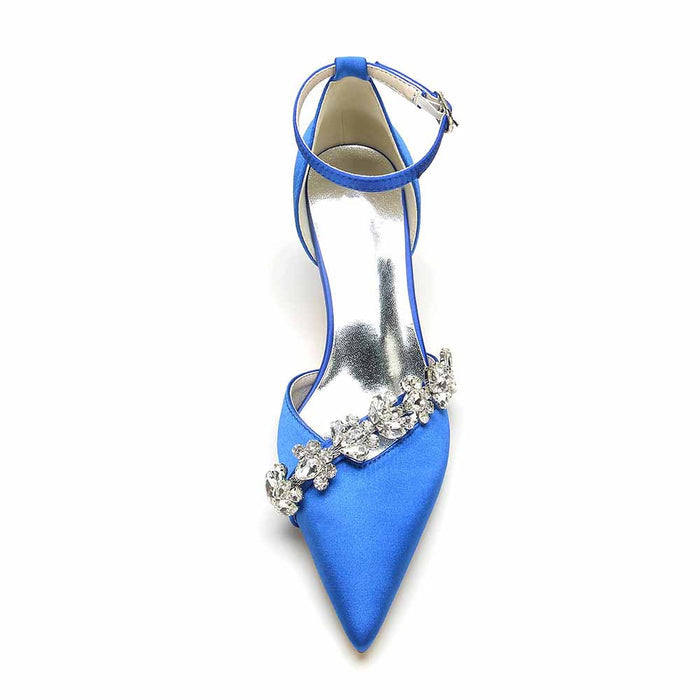 Satin Bridal Heels with Ankle Strap for Weddings