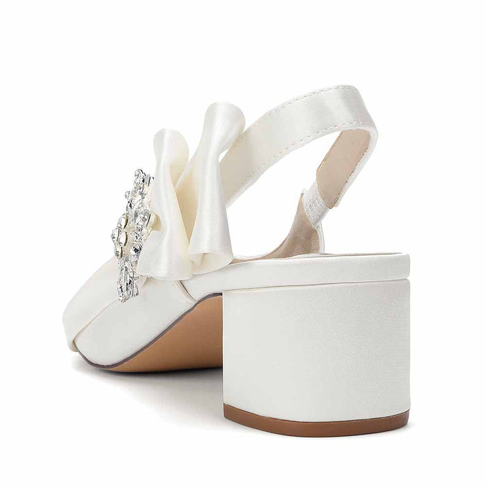 Satin Chunky Heel Slingback Wedding Shoes for Bride, Formal Occasions & Evening Events