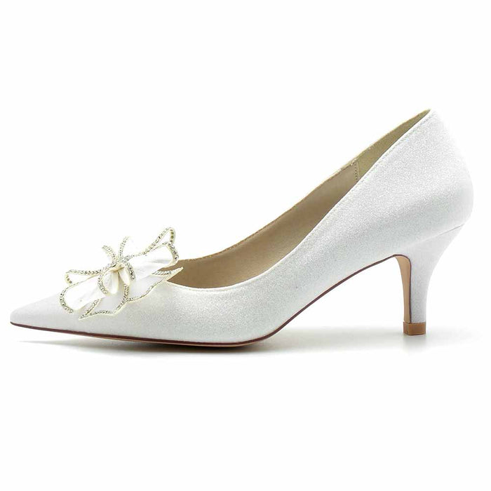 Satin Low Heels Slip-On Pumps Closed Toe Party Shoes With Bows
