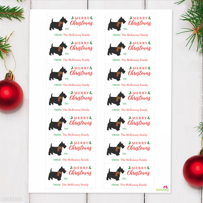 Scottie Dog Merry Christmas Gift Labels