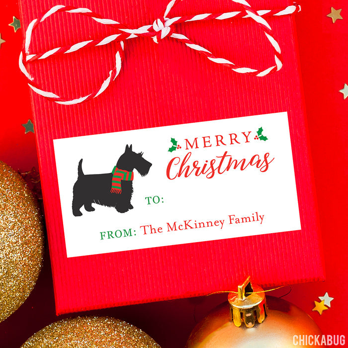 Scottie Dog Merry Christmas Gift Labels