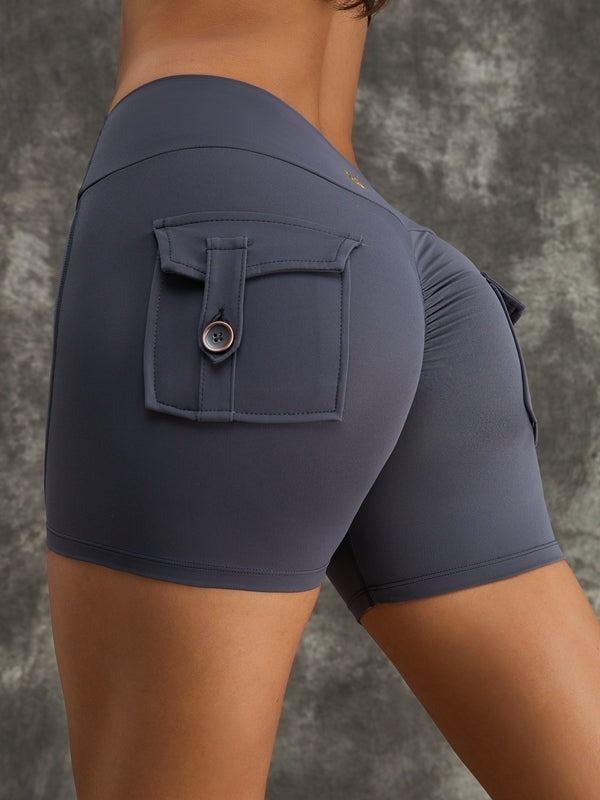 Scrunch Bum High Waist Pocket Big Deep U Collar Short Tracksuit