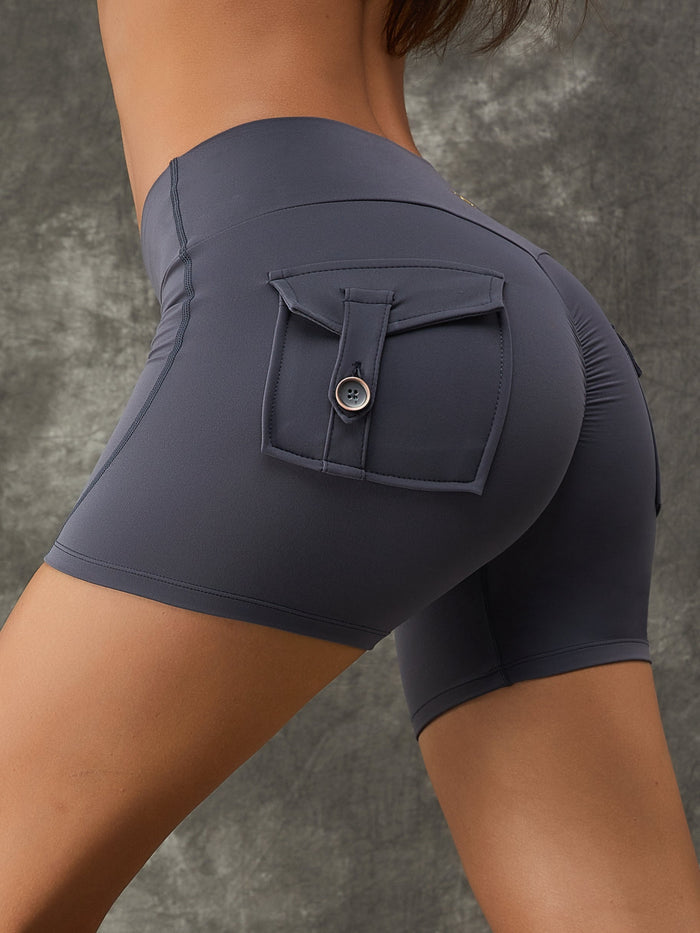 Scrunch Bum High Waist Pocket Big Deep U Collar Short Tracksuit