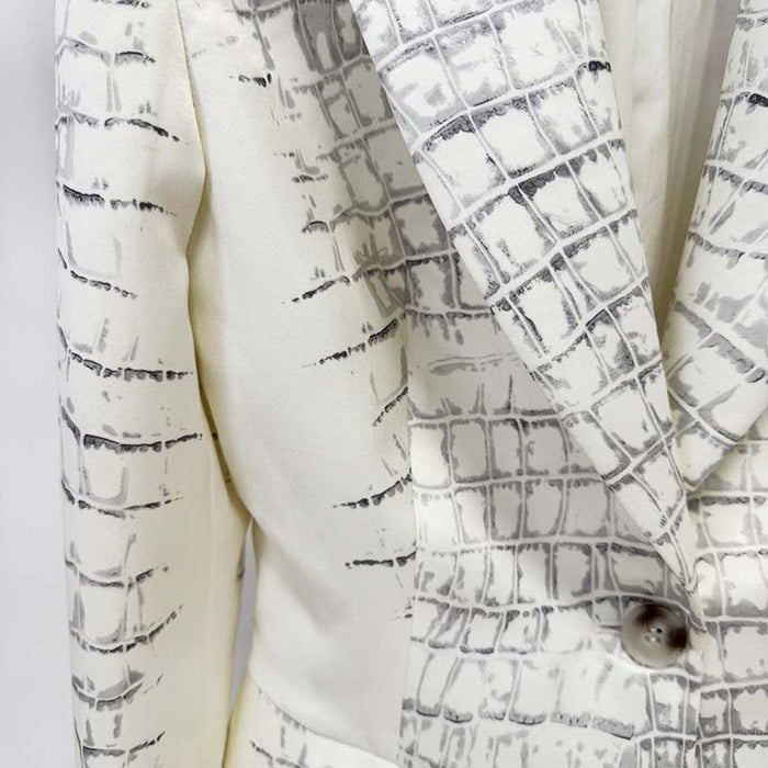 Ivory animal print suit for women by SD Dresscode & Fashiontrends with stylish notched lapels