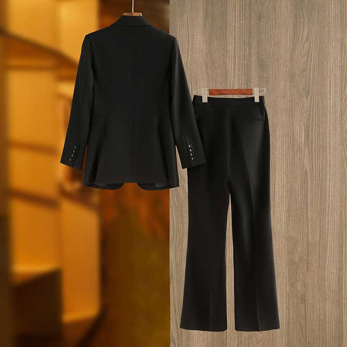Elegant black pant suit by SD Dresscode featuring a tailored blazer and sleek trousers, ideal for professional women's black suit for events