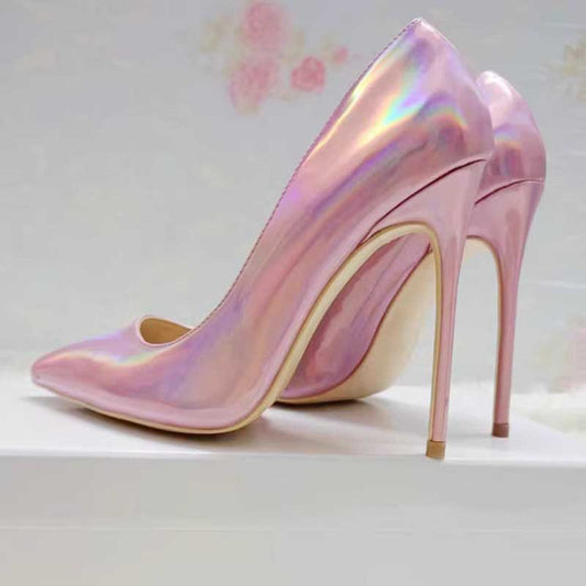 Shiny party heels for women in iridescent pink with elegant stiletto design from SD Dresscode & Fashiontrends