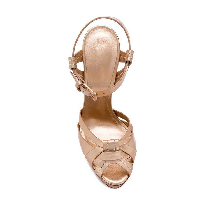 SD Dresscode women's platform stiletto heels in nude with elegant straps and stylish buckle detail