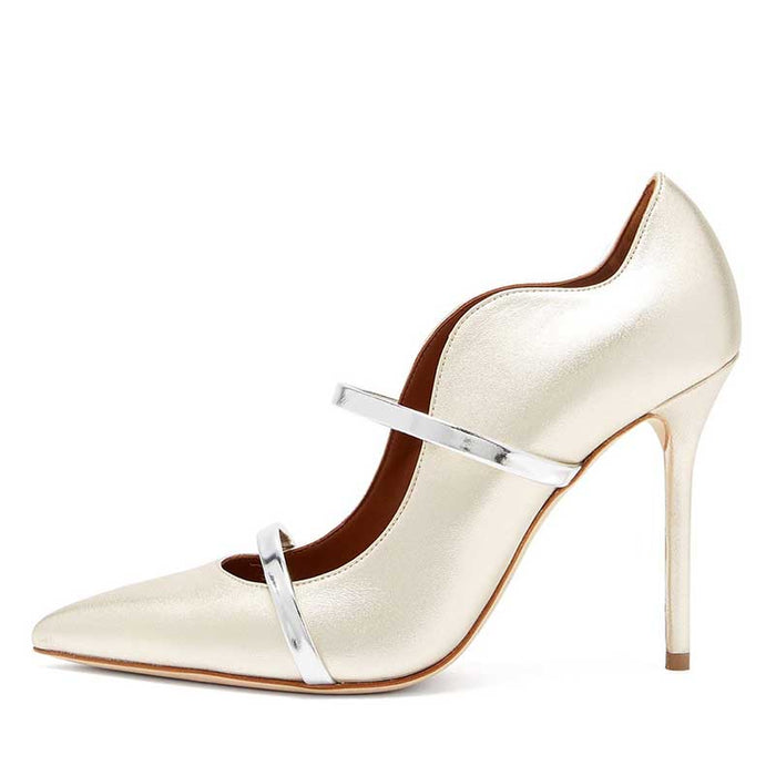 Elegant SD Dresscode womens slip-on wedding heels with shiny finish and stylish strap design