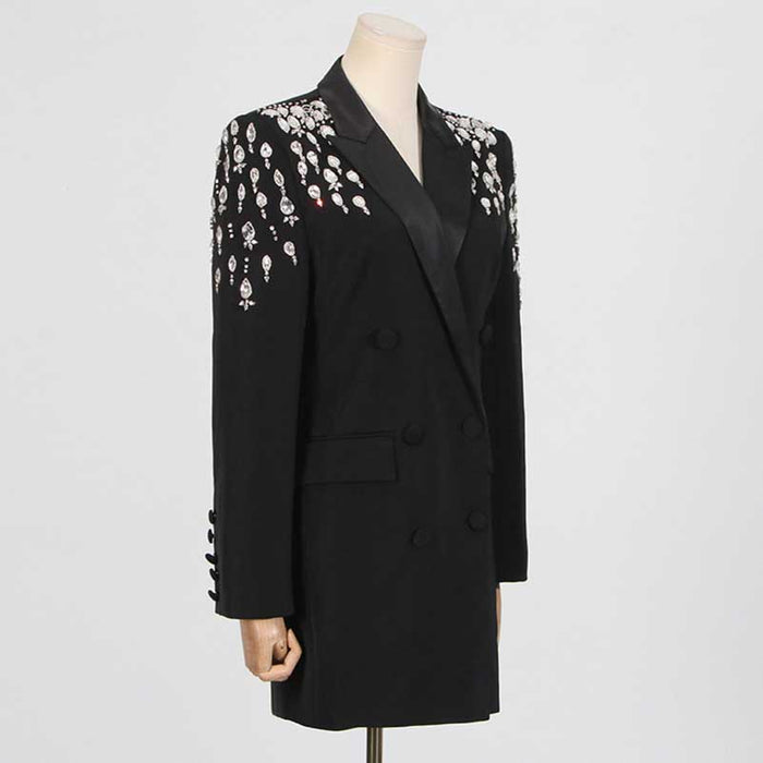 Stylish blazer dress by sd-hk, a dressy black jacket for special occasions featuring embellished details