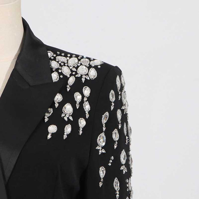 Elegant Blazer Dress with Embellished Details, a dressy black jacket for special occasions