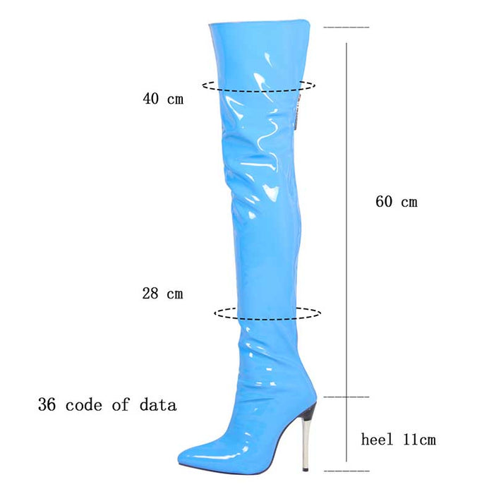 Sd-hk Over the Knee Stiletto Boots for Women in Bright Blue with High Heel and Unique Design