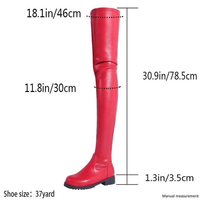 Red SD-HK womens up top thigh high boots with a sleek design and comfortable fit