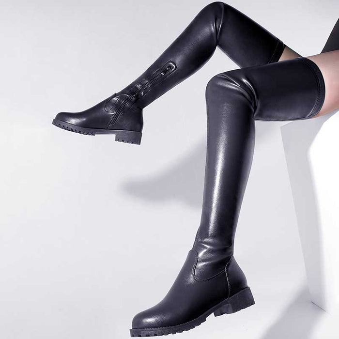 Black sd-hk womens up top thigh high boots with a sleek design for stylish outfits
